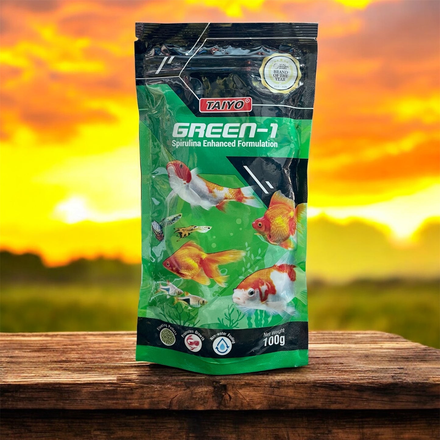 Taiyo Green-1 Fish Food 100g - Spirulina Enhanced Formulation