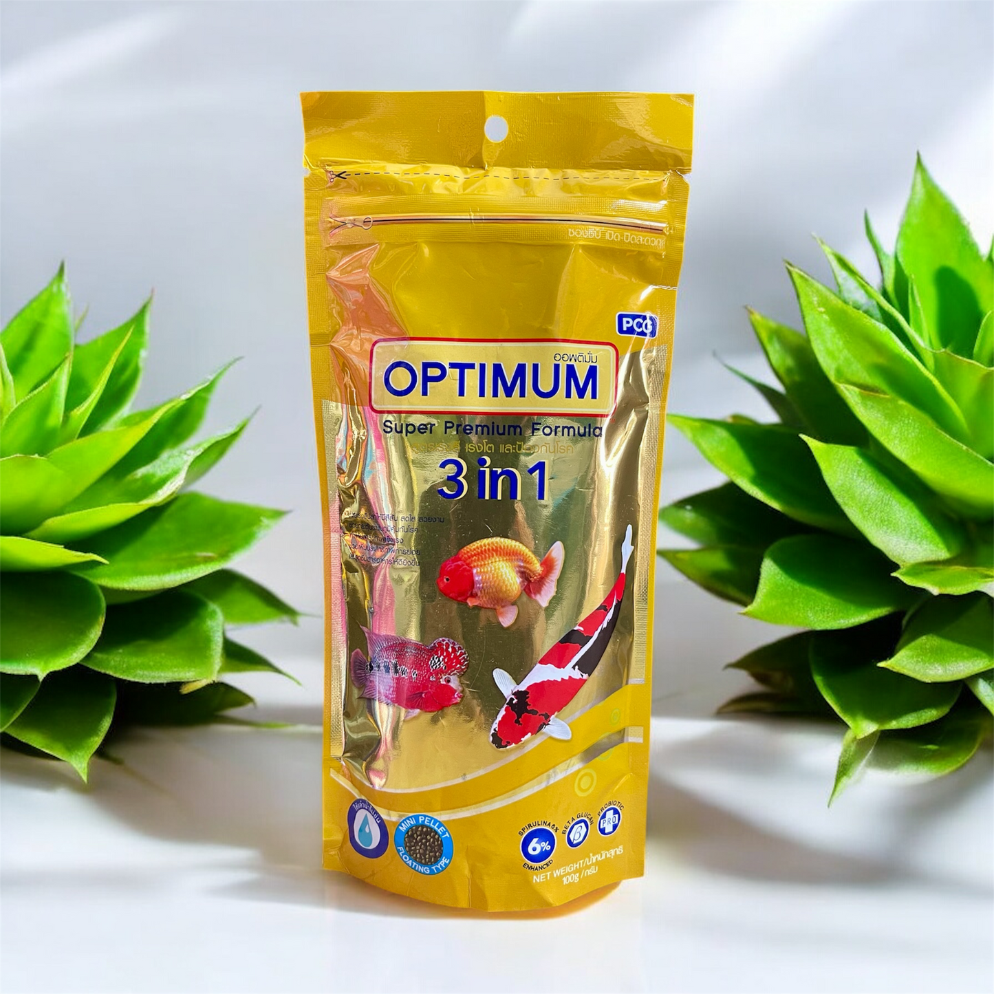 Optimum Super Premium 3 in 1 Fish Food 100g (6% Spirulina) - PCG