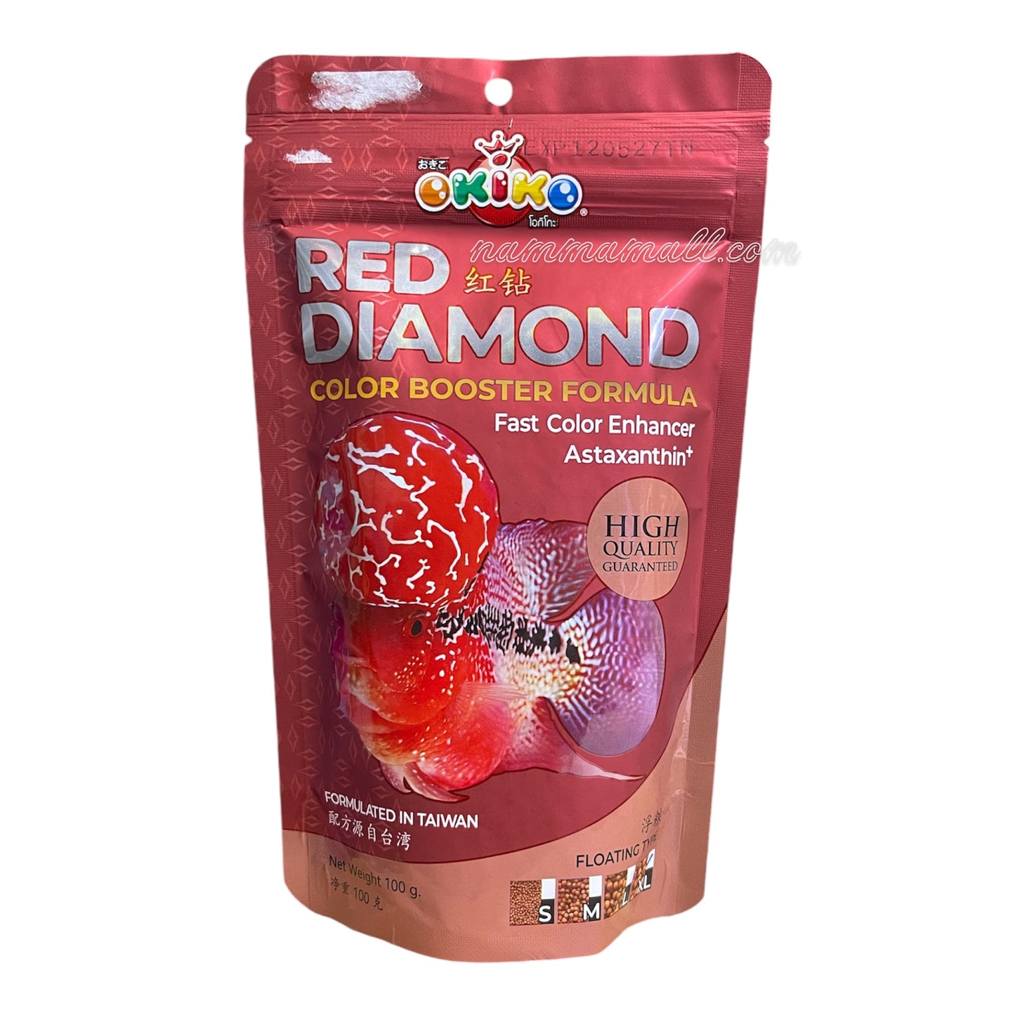 Okiko Red Diamond Flowerhorn Fish Food 100g (Floating Pellet)