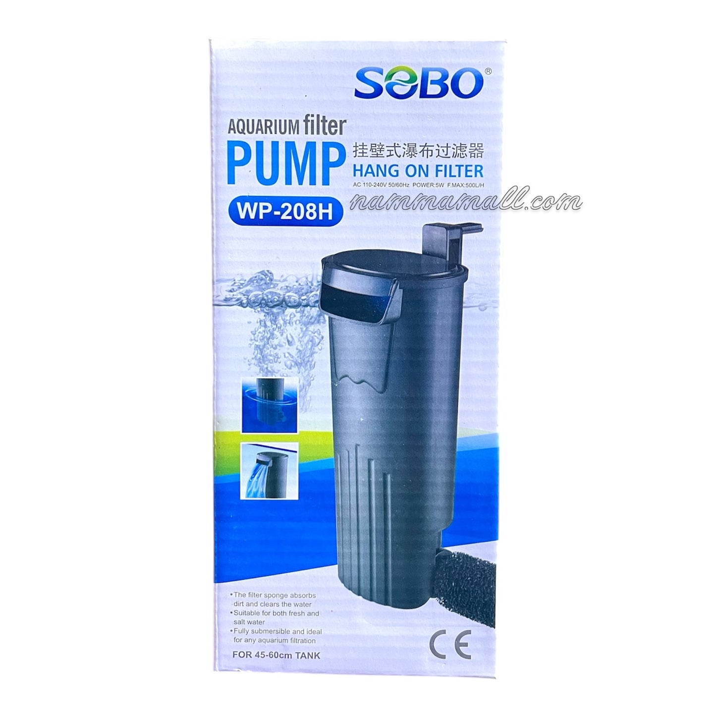 WP 208H Sobo Aquarium Hang On Filter - Hanging Filter - 5W