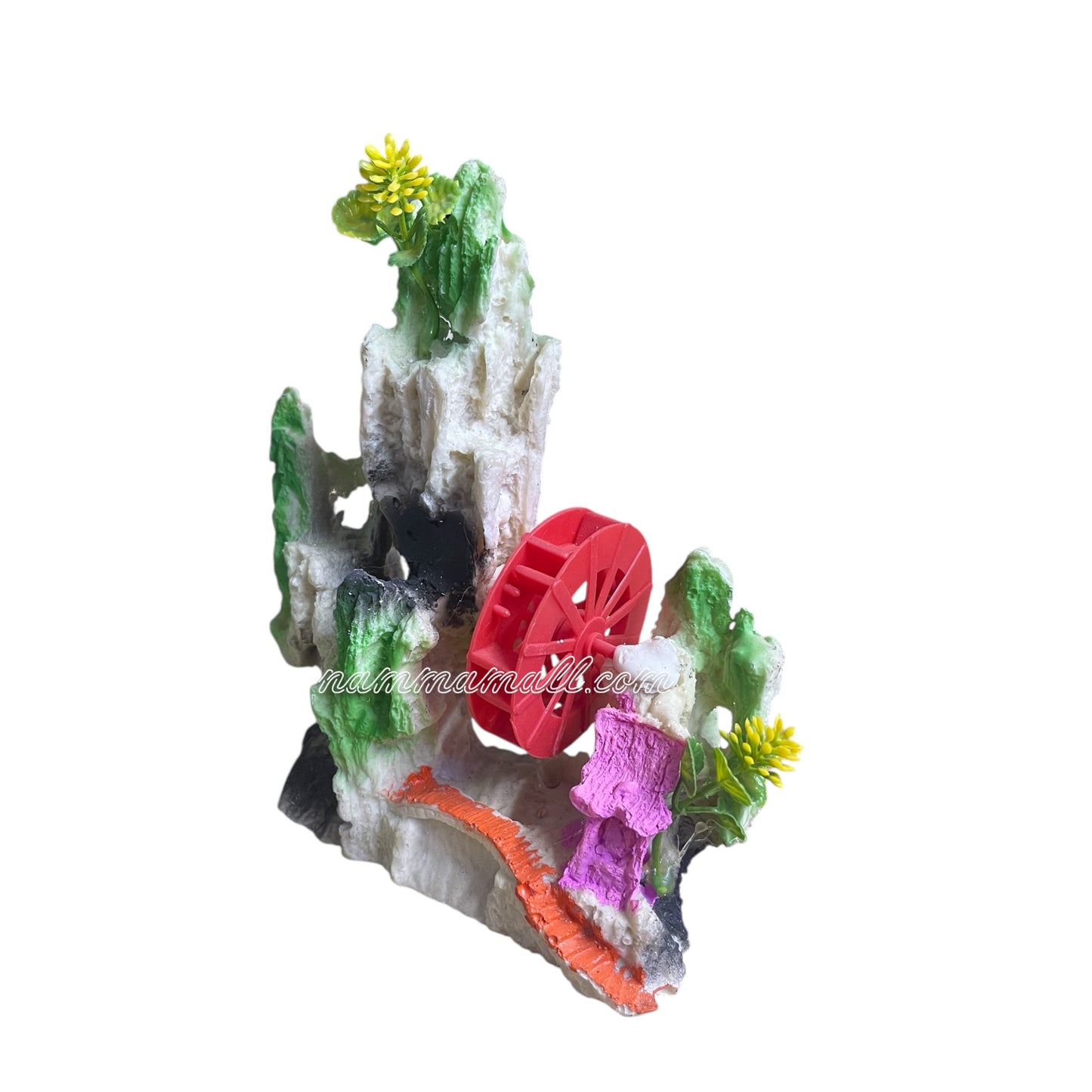 Mountain with Wheel Medium Action Toy Z04 - Aquarium Ornamental Toy - White