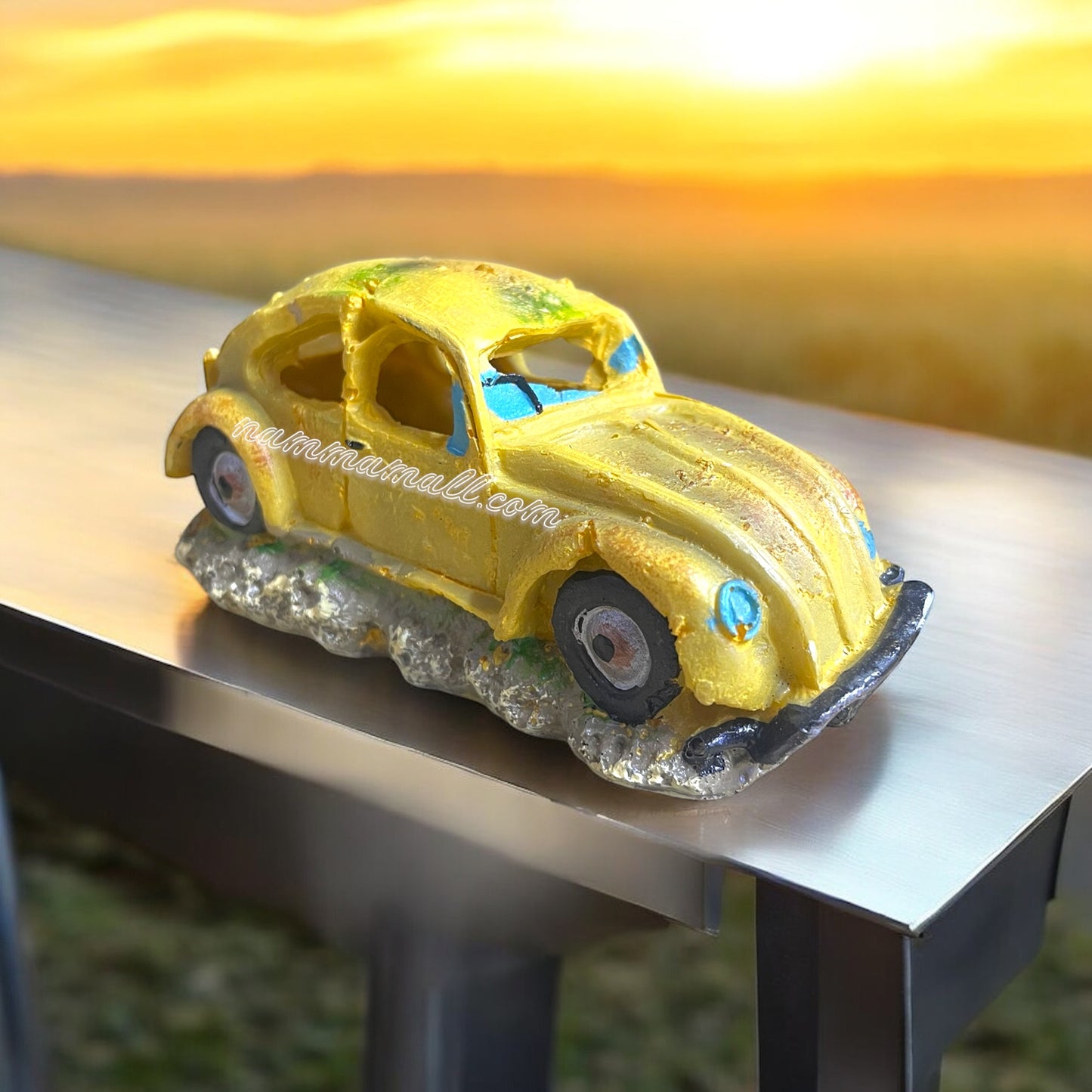 Broken Car for Small Fish Hiding Space - Aquarium Ornamental Toy - Yellow