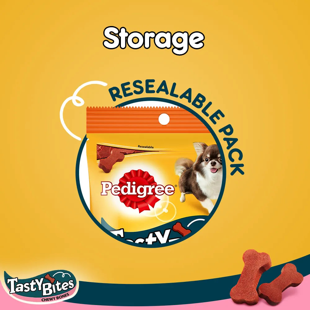 Pedigree Tasty Bites - Chewy Bones - Chicken & Smoke Flavor - Treat for Puppy & Dogs - 50g