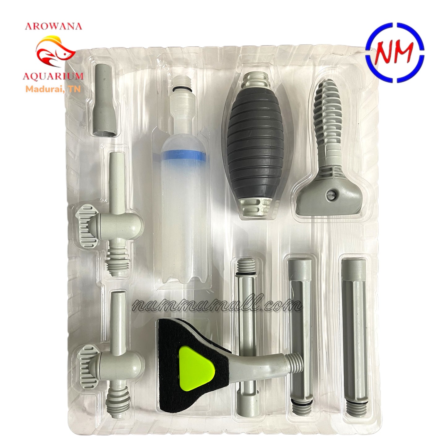 Fish Soul - 5 in 1 Aquarium Maintenance Kit - Includes Syphon Pump, Scrubber, Algae Remover Blades, Rubber Glass Wiper and Gravel Cleaner