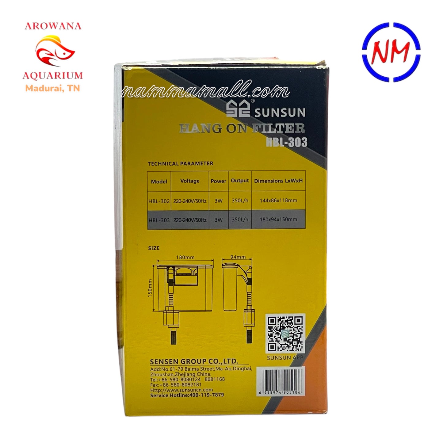 HBL 303 Sunsun Hang On Filter - Aquarium Hanging Filter - 3W