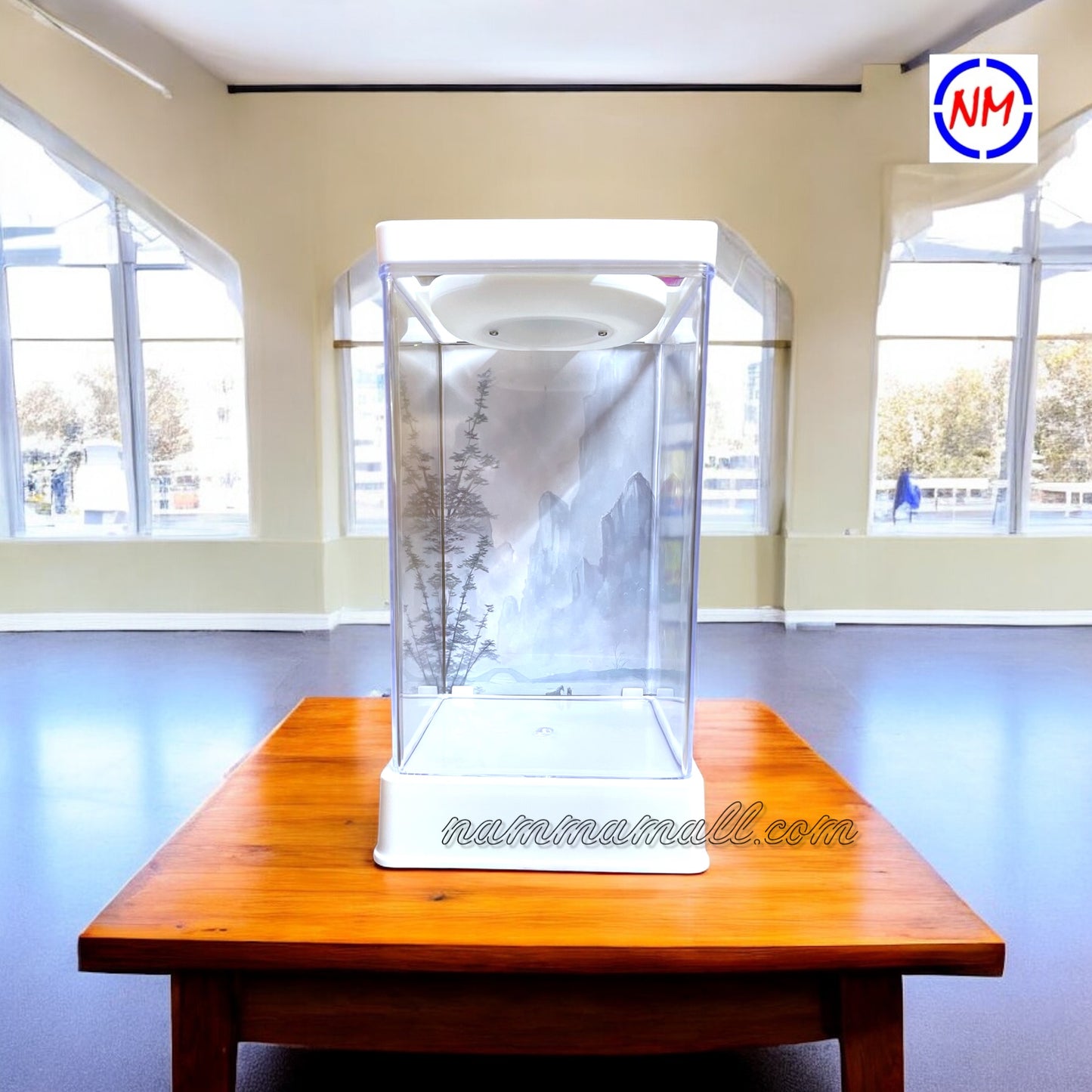 Premium Betta Fish Tank with 10 Color LED and 2 Color Changing Modes - includes 2 Background Wall Paper - Power Bank Compatible (USB Adapter not included)