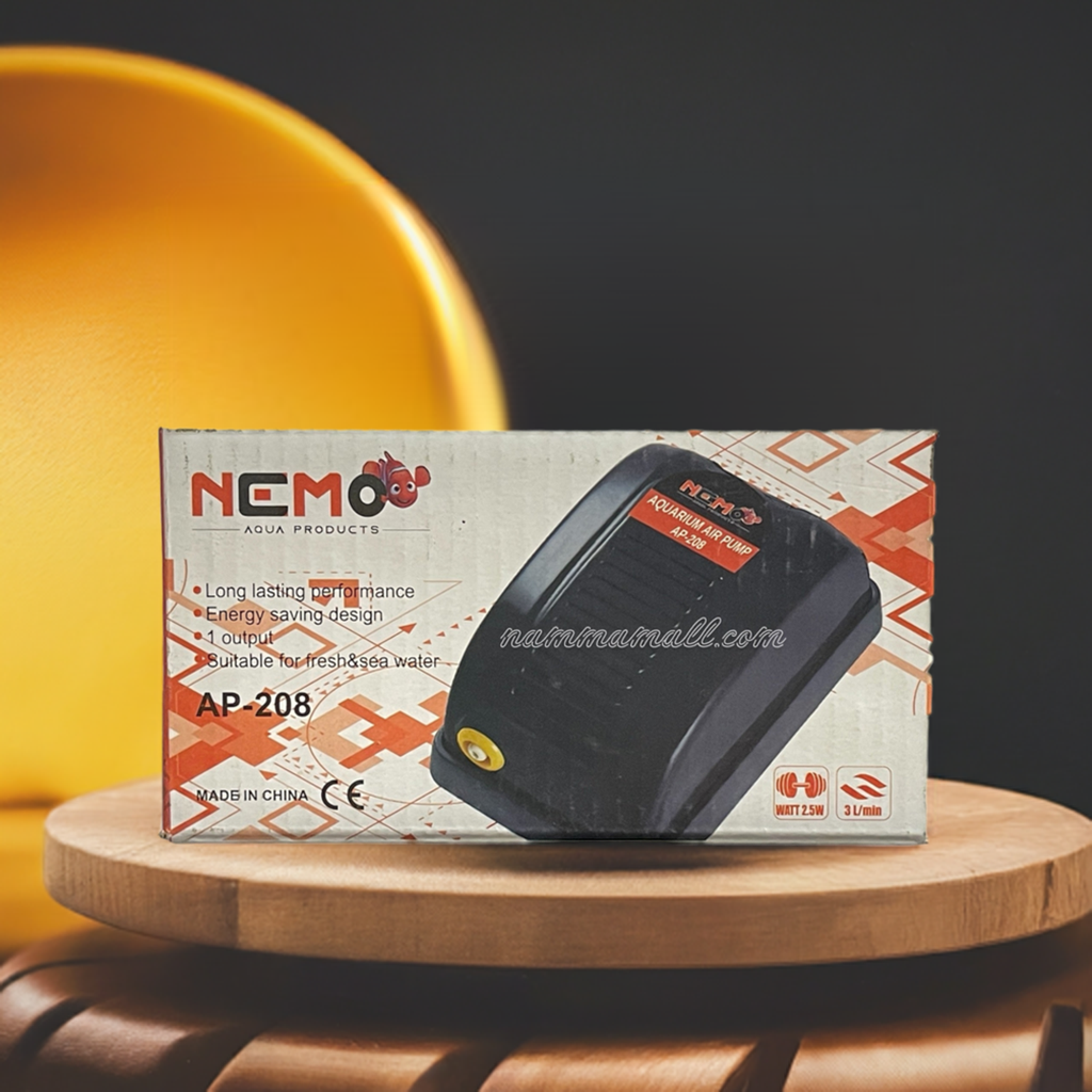AP 208 - Nemo Aquarium Single Way Air Pump - 2.5W - 3L/min