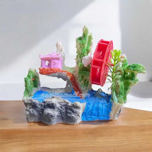 Mountain with Wheel Small Action Toy Z01 - Aquarium Ornamental Toy - White