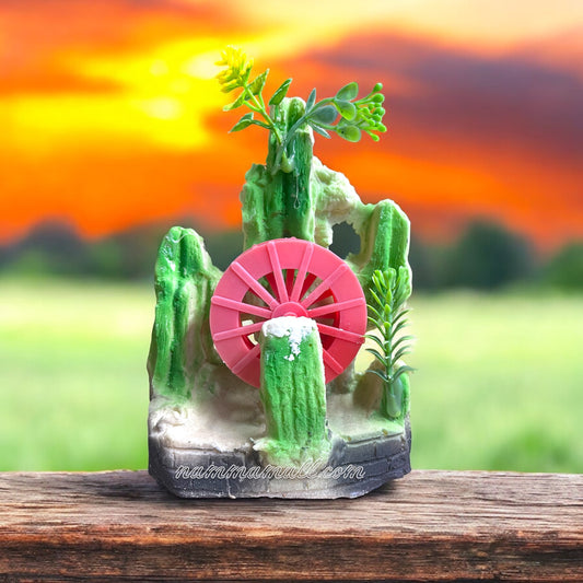 Mountain with Wheel Small Action Toy Z02 - Aquarium Ornamental Toy - White