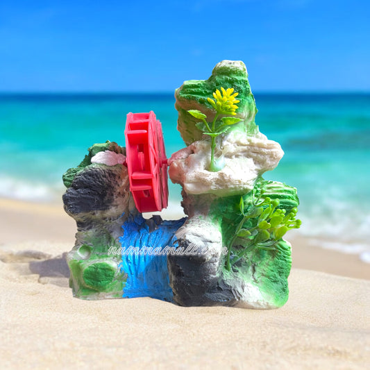 Mountain with Wheel Small Action Toy Z03 - Aquarium Ornamental Toy - White