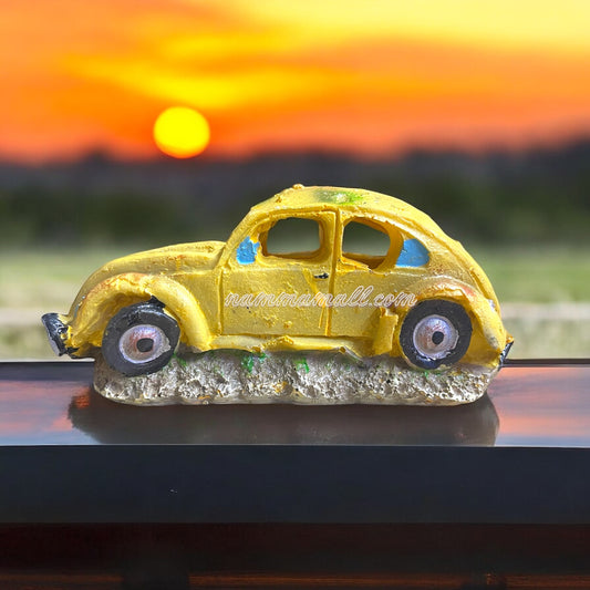 Broken Car for Small Fish Hiding Space - Aquarium Ornamental Toy - Yellow