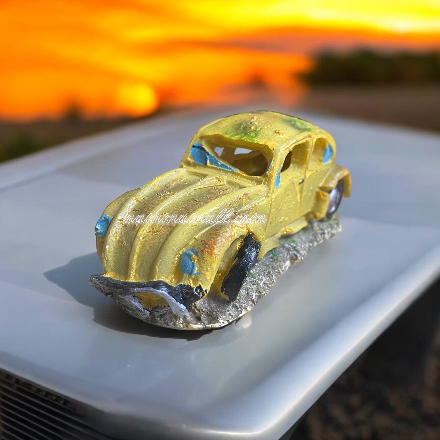 Broken Car for Small Fish Hiding Space - Aquarium Ornamental Toy - Yellow