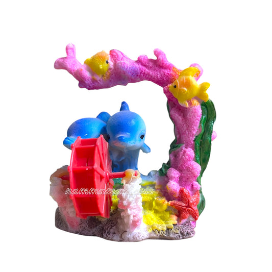 Dolphin Pair under Arch with Wheel - Aquarium Ornamental Toy - Action Toys