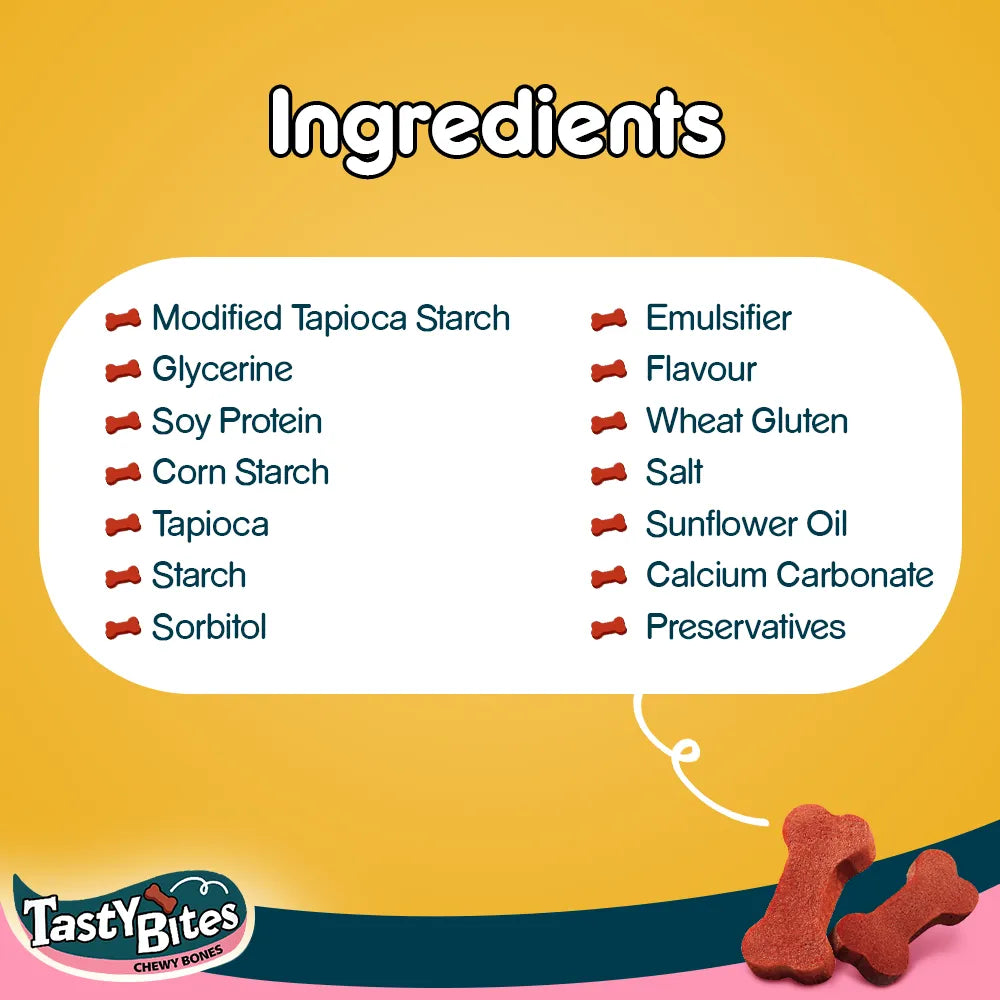 Pedigree Tasty Bites - Chewy Bones - Chicken & Smoke Flavor - Treat for Puppy & Dogs - 50g