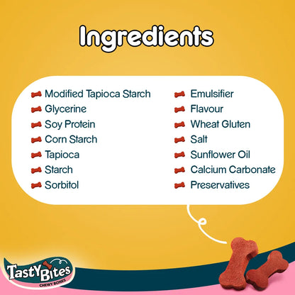 Pedigree Tasty Bites - Chewy Bones - Chicken & Smoke Flavor - Treat for Puppy & Dogs - 50g
