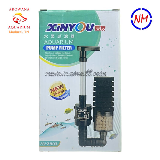 XY 2903 - Xinyou Aquarium Pump Filter - Sponge Filter Setup with inbuilt Pump and advanced hollow quartz filtration