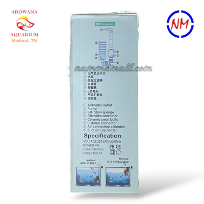XY 2903 - Xinyou Aquarium Pump Filter - Sponge Filter Setup with inbuilt Pump and advanced hollow quartz filtration