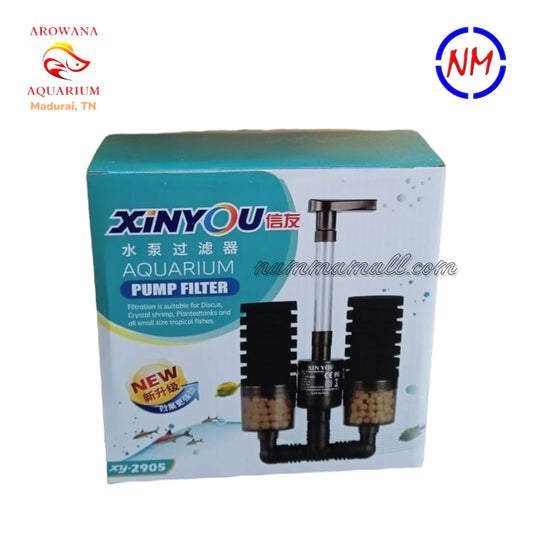 XY 2905 - Xinyou Aquarium Pump Filter - Sponge Filter Setup with inbuilt Pump and advanced hollow quartz filtration