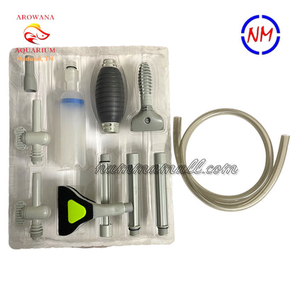 Fish Soul - 5 in 1 Aquarium Maintenance Kit - Includes Syphon Pump, Scrubber, Algae Remover Blades, Rubber Glass Wiper and Gravel Cleaner