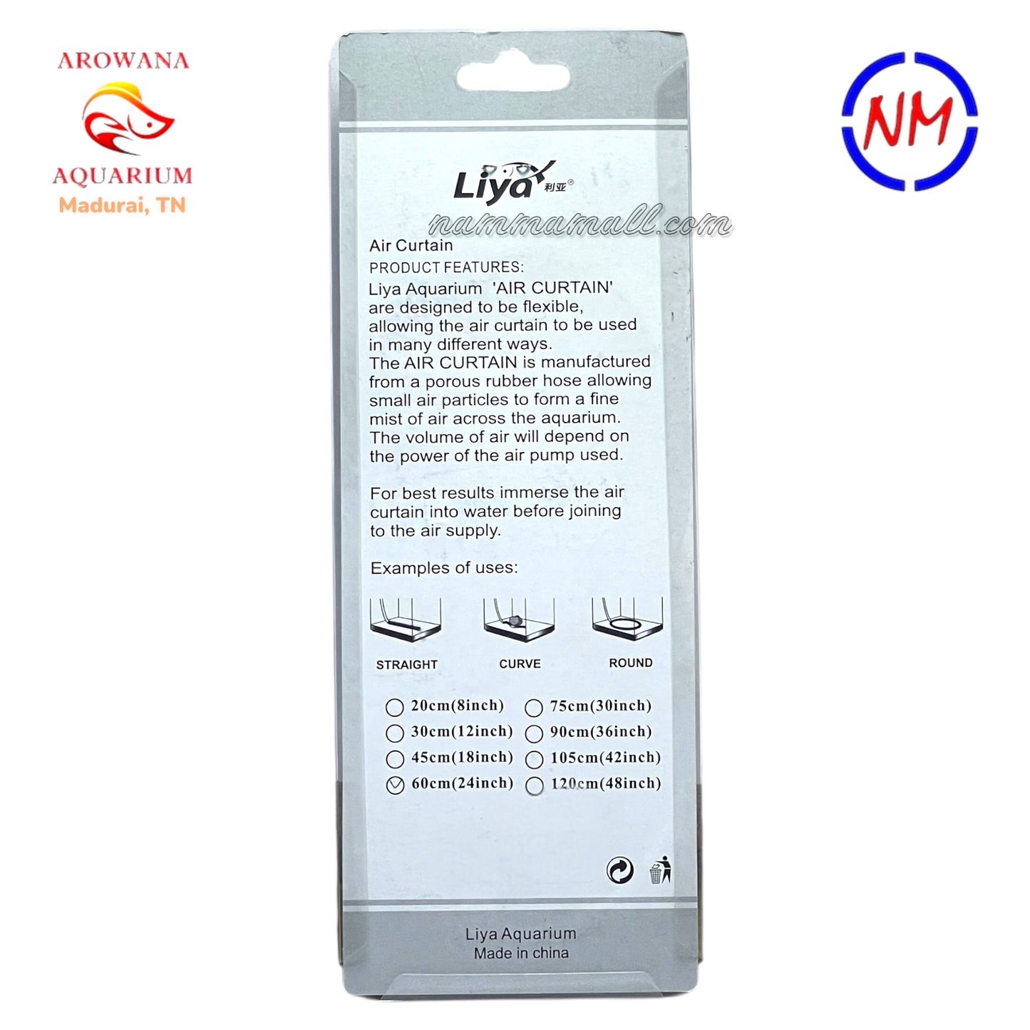 LY 039 - Liya 24" Air Curtain - Flexible Aquarium Air Stone - Aquarium Air Bubbler Curved, Round, Straight