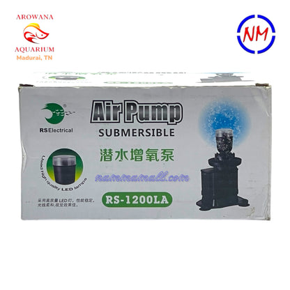 RS 1200LA - RS Electrical Submersible Aquarium Air Pump with Inbuilt LED Lamp - Color Air Bubbler for Aquarium - Blue LED - 8W - For 45-60cm Aquariums