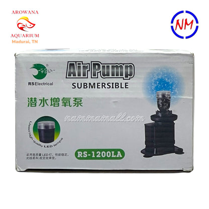 RS 1200LA - RS Electrical Submersible Aquarium Air Pump with Inbuilt LED Lamp - Color Air Bubbler for Aquarium - Blue LED - 8W - For 45-60cm Aquariums