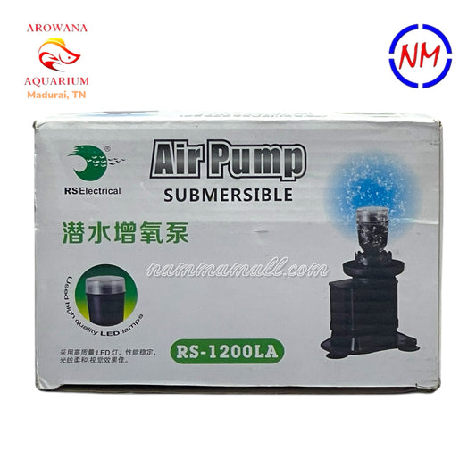 RS 1200LA - RS Electrical Submersible Aquarium Air Pump with Inbuilt LED Lamp - Color Air Bubbler for Aquarium - Blue LED - 8W - For 45-60cm Aquariums